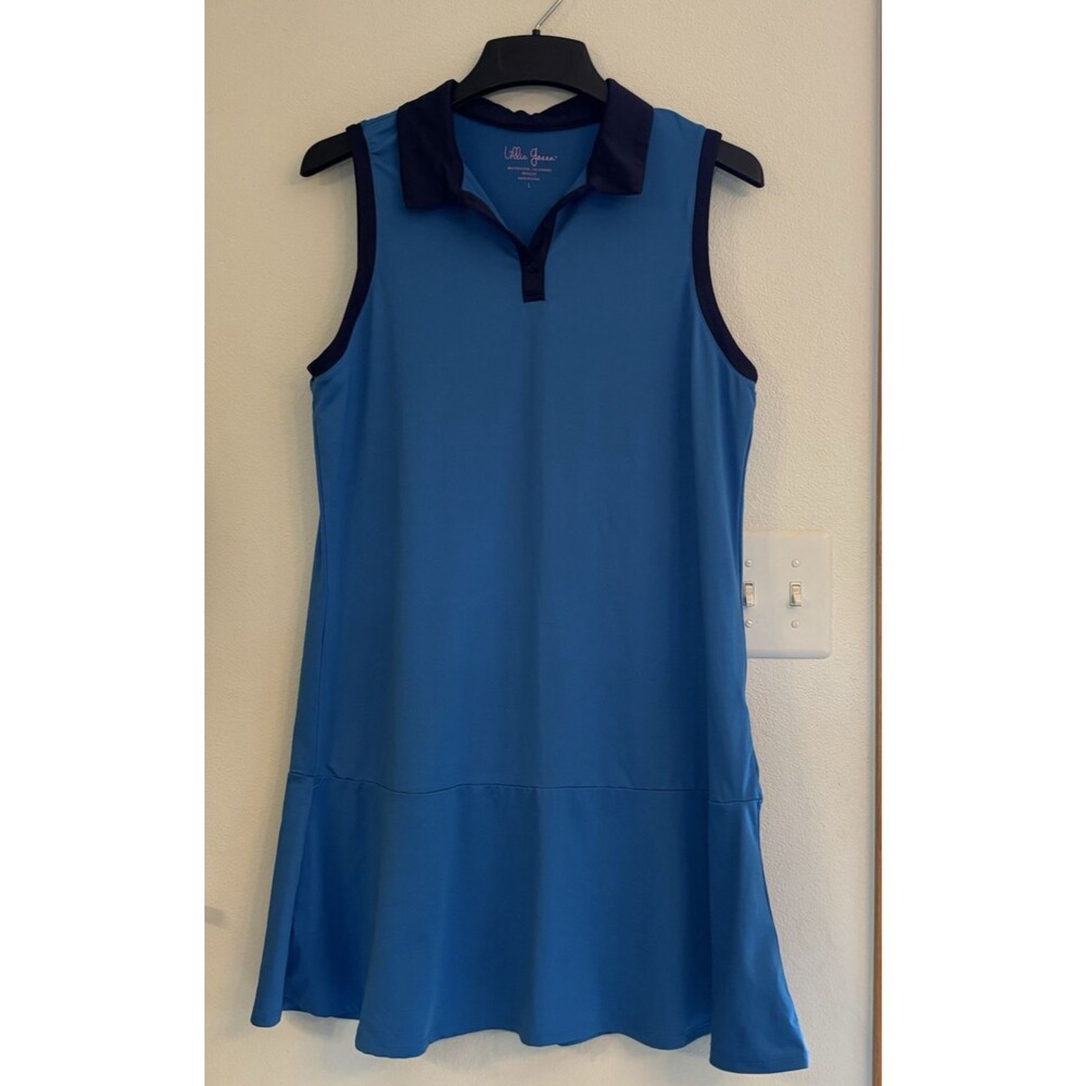 Lillie Green Sleeveless Collared Golf Tennis Pickleball Dress Women Large Blue